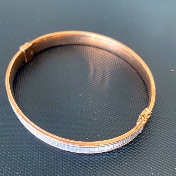 Milor Sterling silver with rose gold plated and CZ sparkly bangle - Picture 6 of 10
